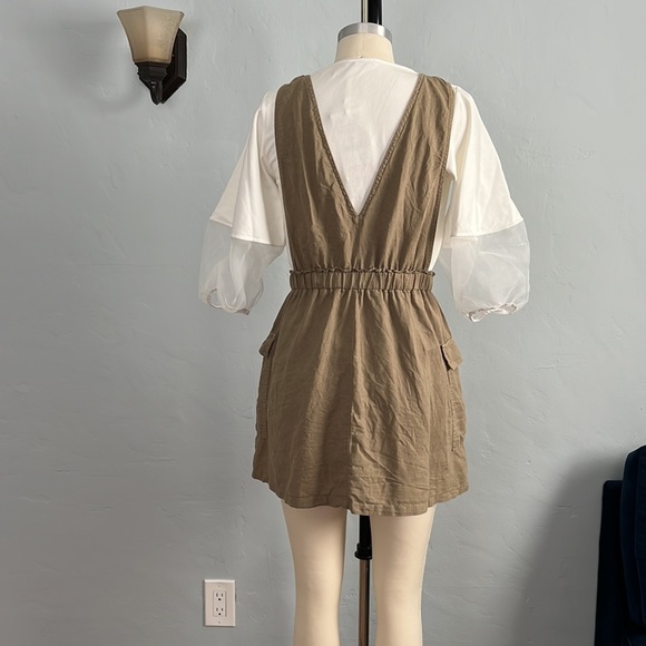 ZARA Pinafore Dress with Pockets - Green - Size: Large - Picture 15 of 15